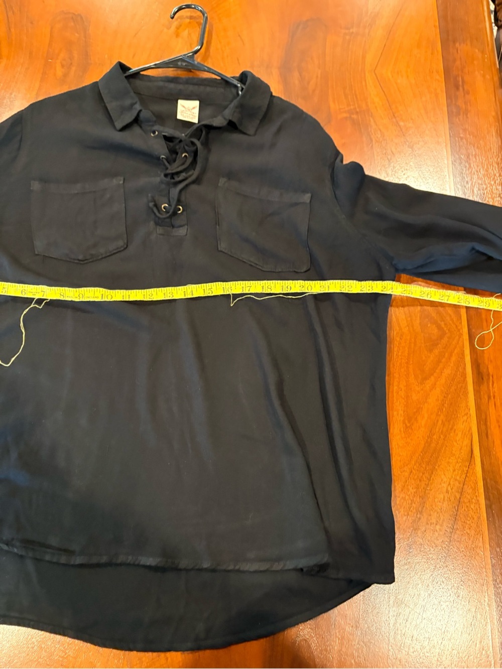 Black Lace-Up Long-Sleeve, ladies top, size  16-18 - Picture 3 of 4